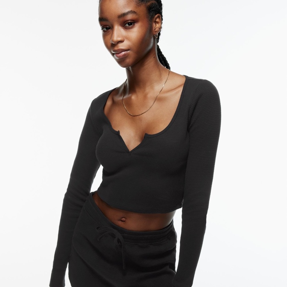 Tna Waffle Scoopneck Longsleeve - black